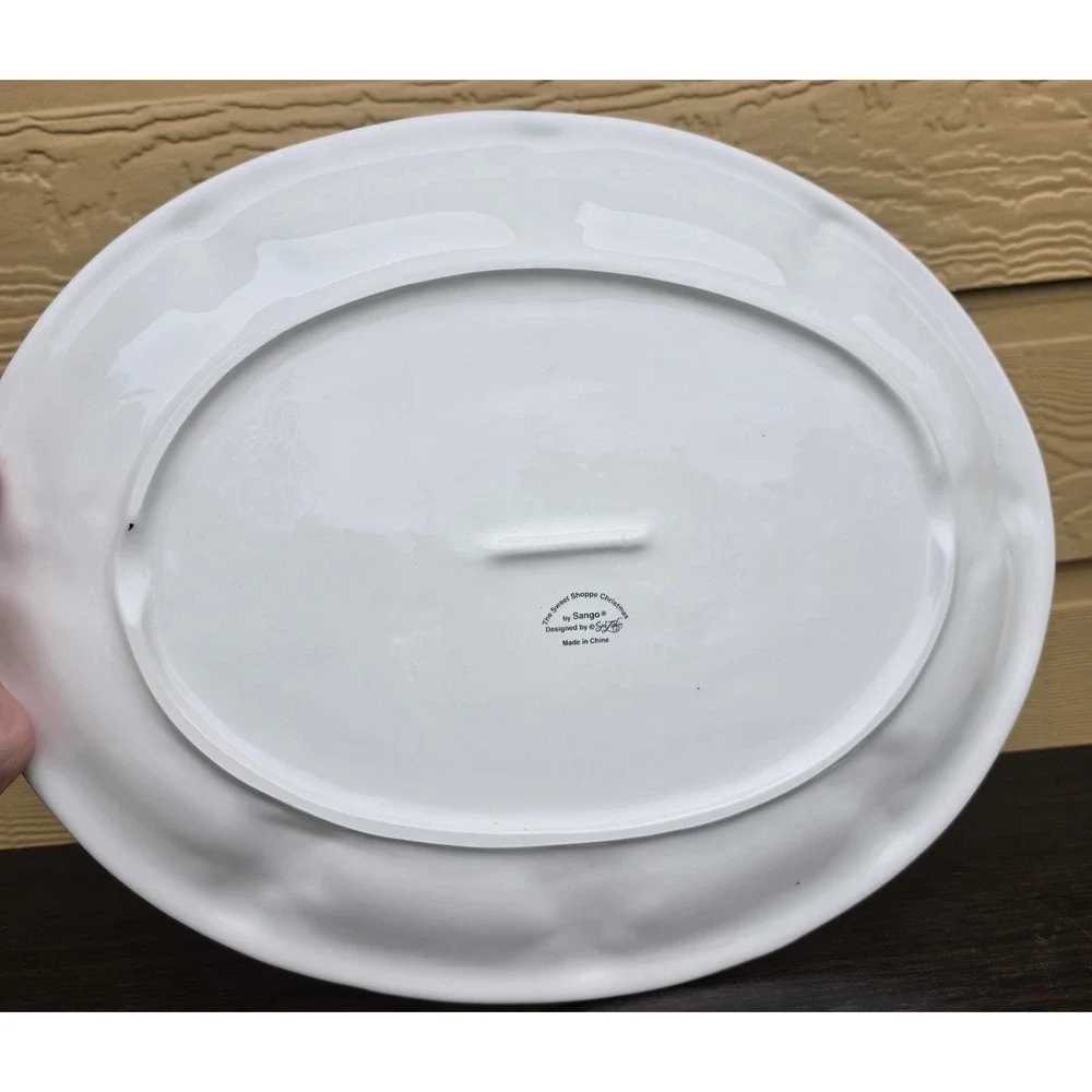 Sango Sweet Shoppe Christmas Sue Zipkin Snowman Oval Platter 18 Inch 0956-143